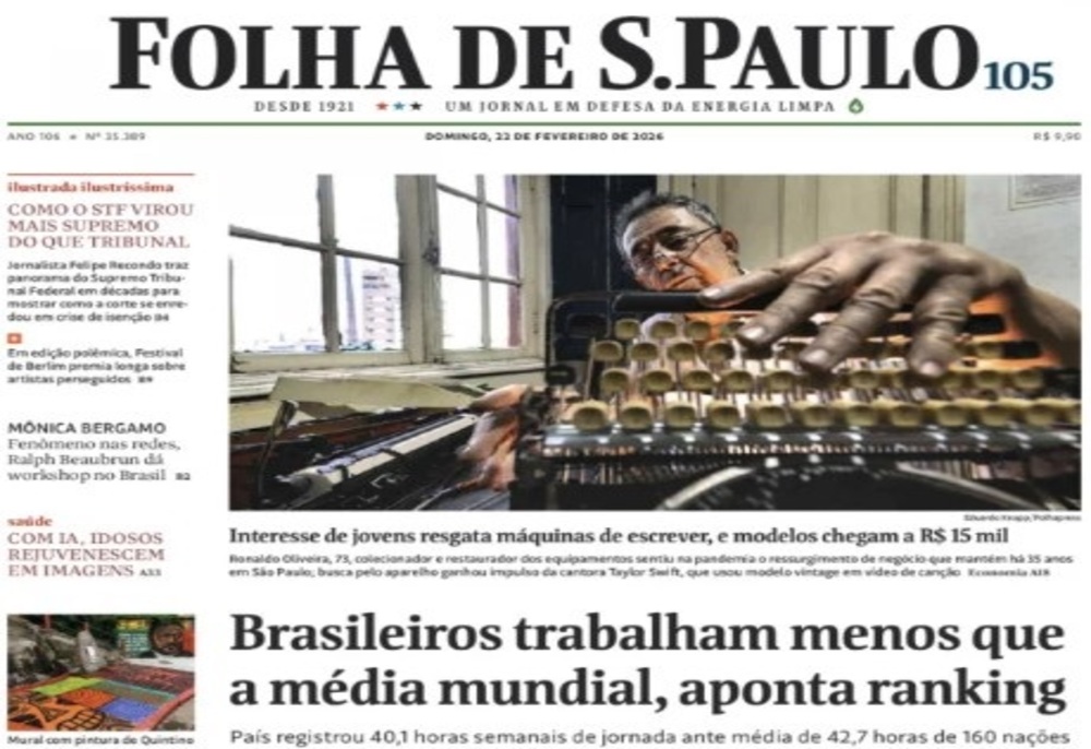 Folha de S. Paulo faz matéria chamando trabalhador brasileiro de preguiçoso e depois tenta consertar