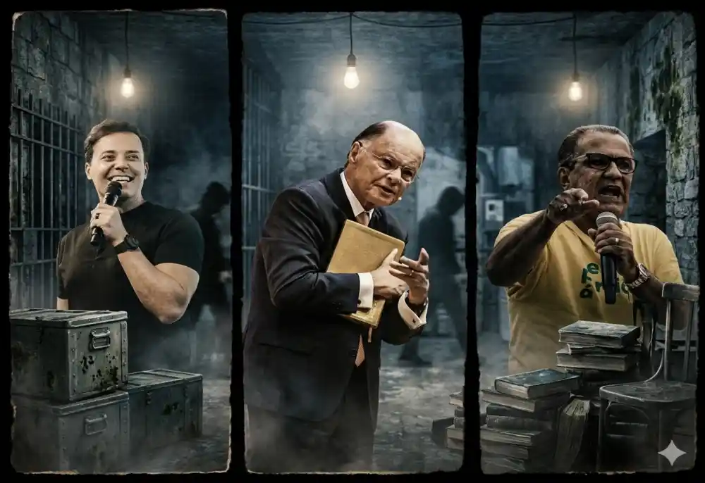 André Valadão (Lagoinha), Edir Macedo (Universal) e Silas Malafaia (Assembleia), três dos inúmeros pastores que precisam enfrentar a Justiça